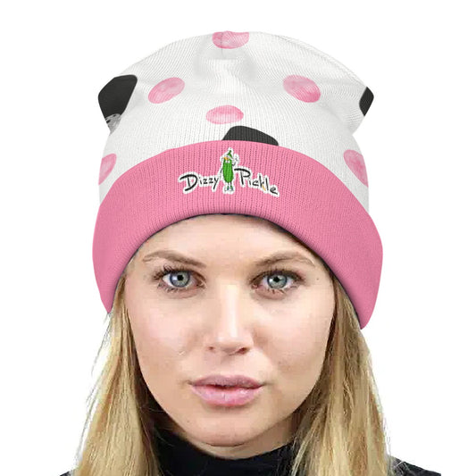 Dizzy Pickle Page Mini Paddles_Polka Dots White One-Size Knitted Beanie