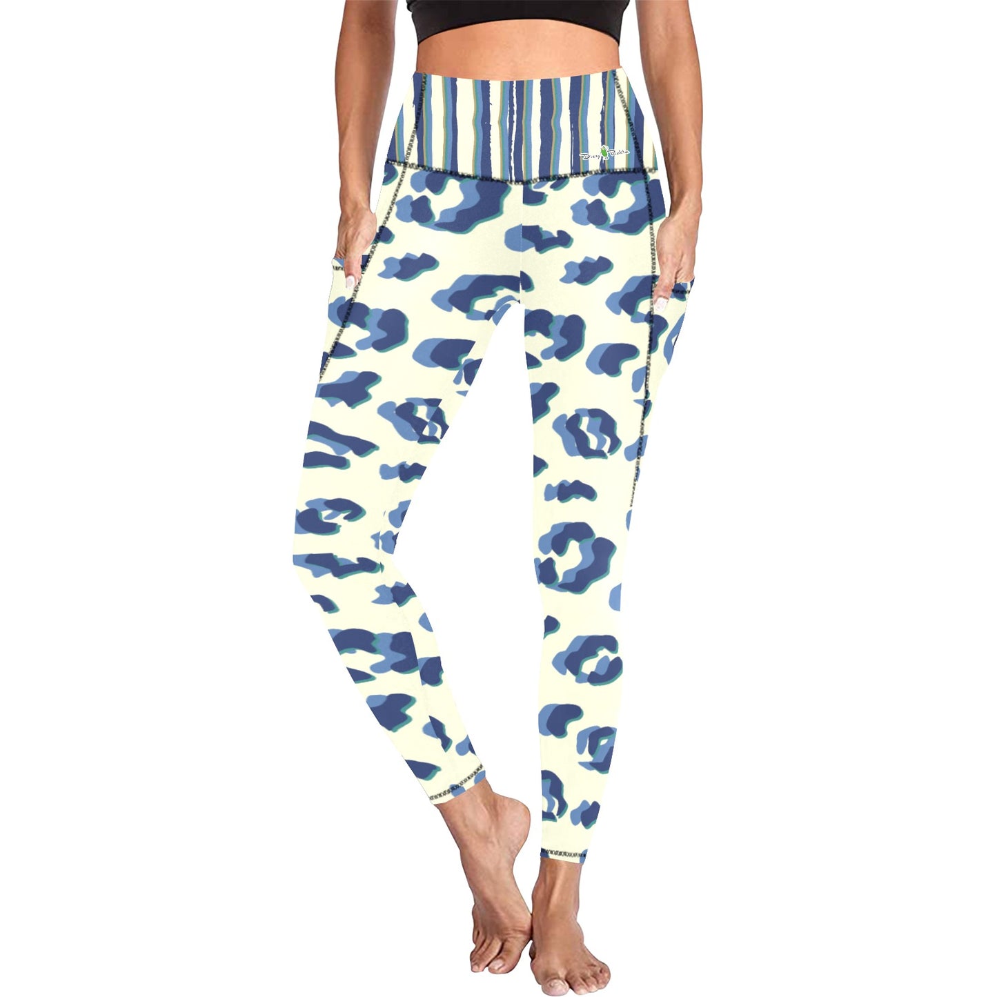 Dizzy Pickle Anne Leopard Women's Pickleball Performance Leggings (Ankle Length, High-Waisted, & Two Side Pockets)