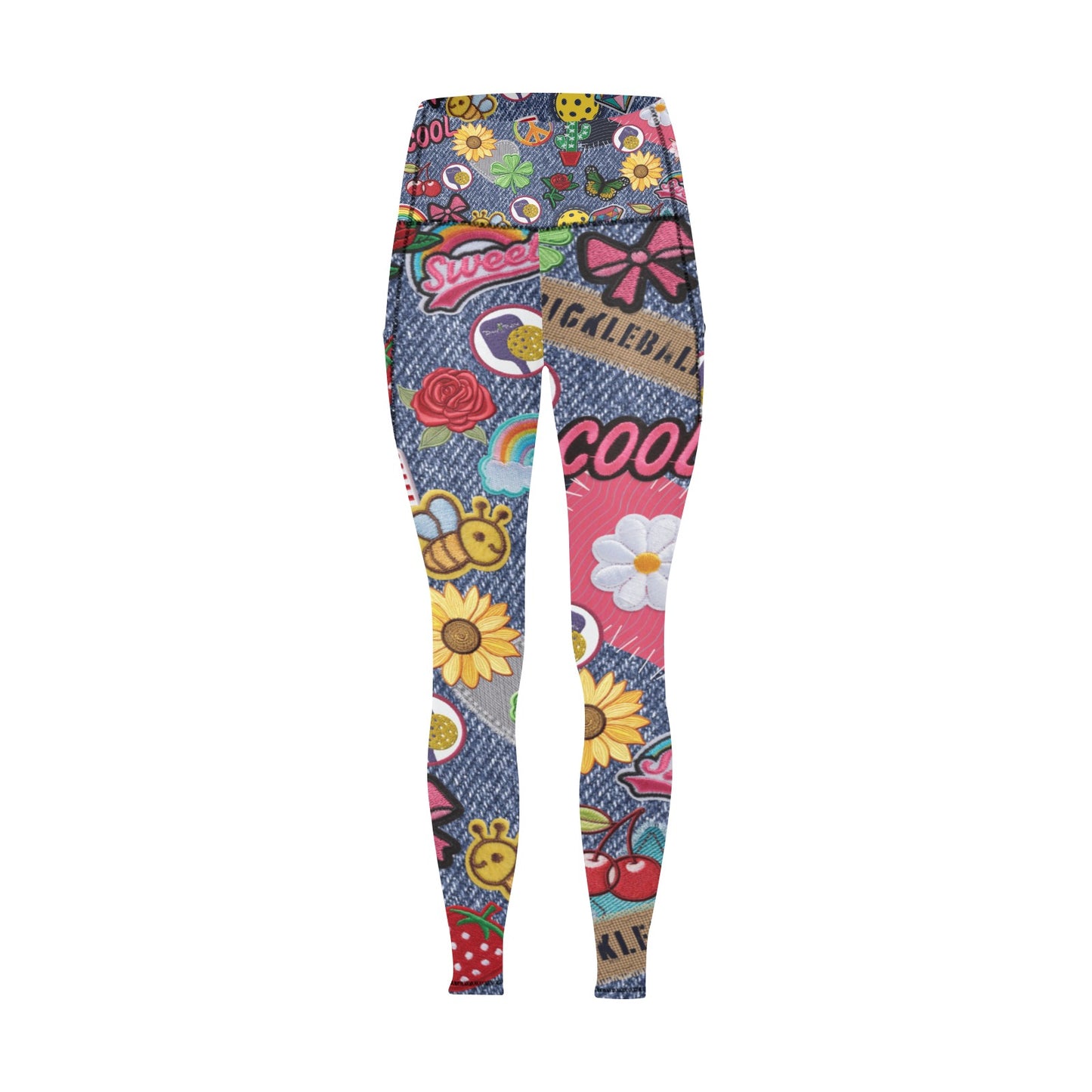 Dizzy Pickle Amy Patches Women's Pickleball Performance Leggings (Ankle Length, High-Waisted, & Two Side Pockets)