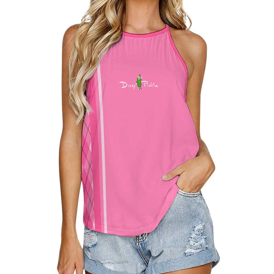 Dizzy Pickle Ashley Argyle Pink Women's Pickleball Crew Neck Vest