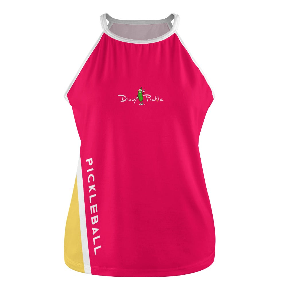 Dizzy Pickle Performance DS Women's Pickleball Sleeveless Crew Neck Vest Watermelon Pink Yellow