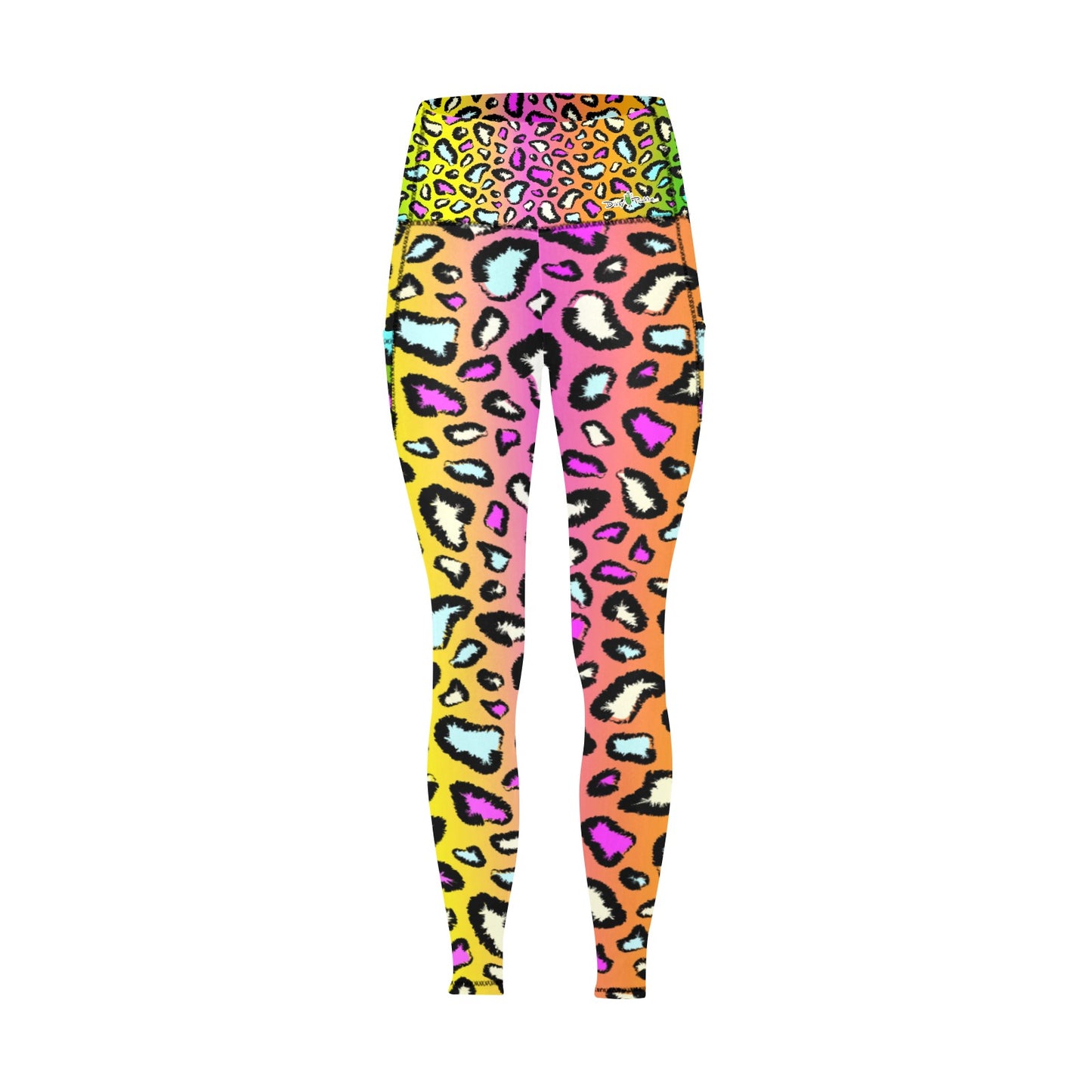 Dizzy Pickle Amber Rainbow Women's Pickleball Performance Leggings (Ankle Length, High-Waisted, & Two Side Pockets)