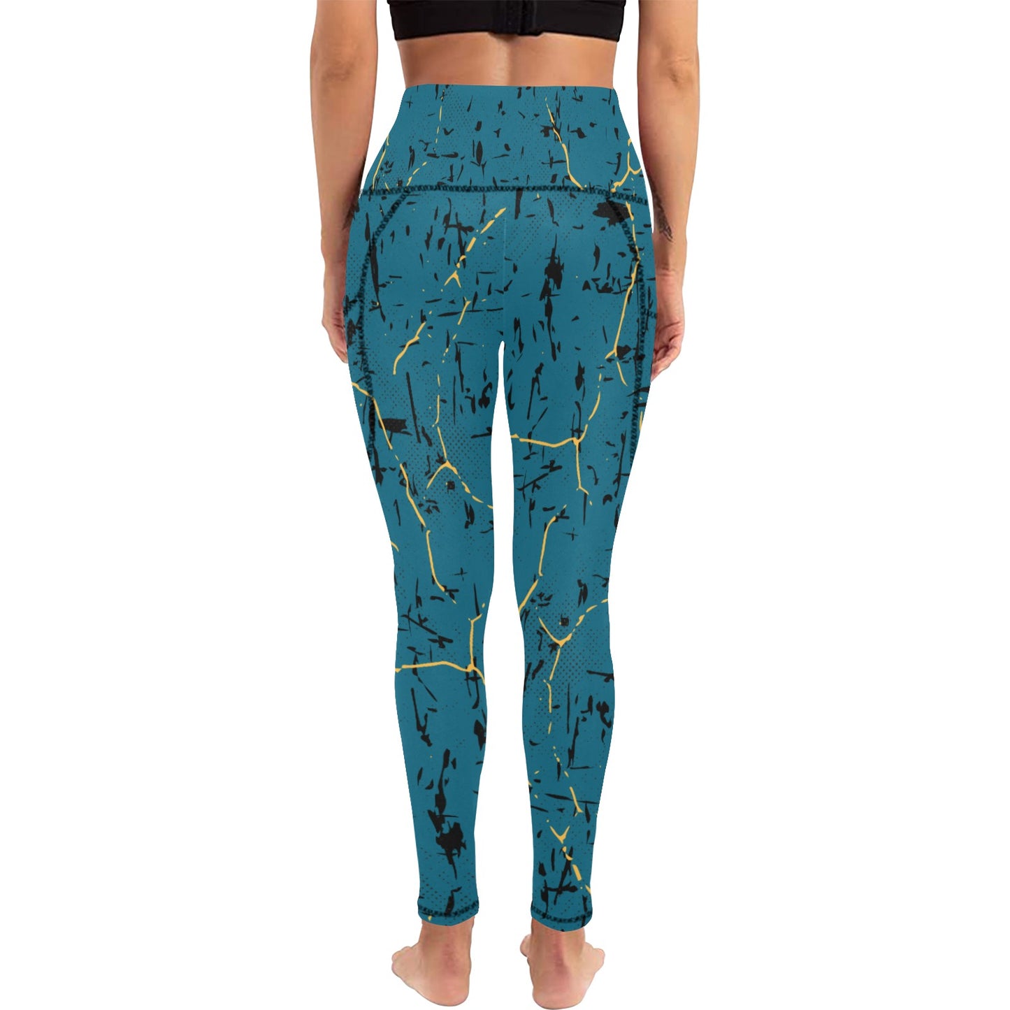 Dizzy Pickle Lynne Turquoise Women's Pickleball Performance Leggings (Ankle Length, High-Waisted, & Two Side Pockets)