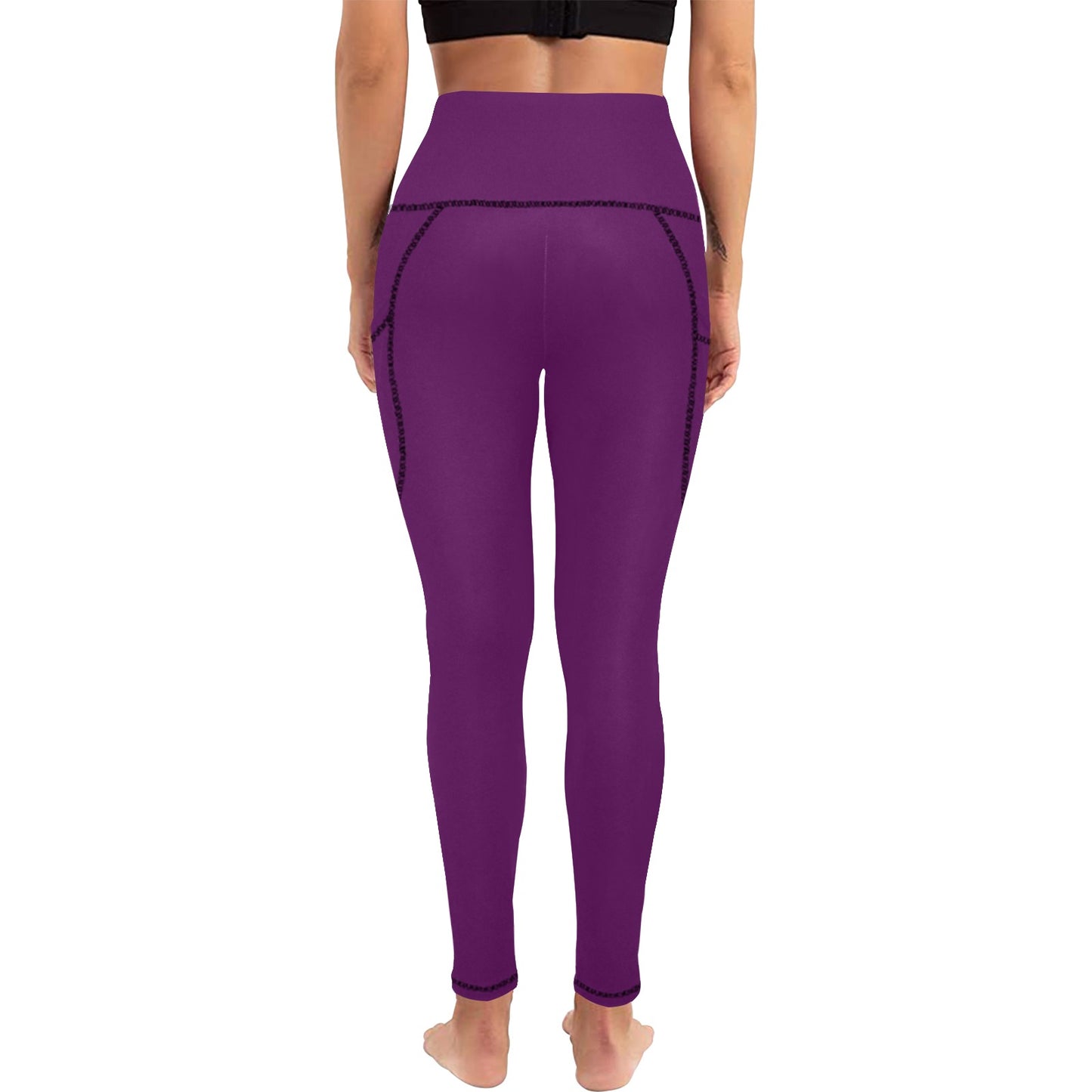 Dizzy Pickle DZY P Classic Royal Plum Women's Pickleball Performance Leggings (Ankle Length, High-Waisted, & Two Side Pockets)