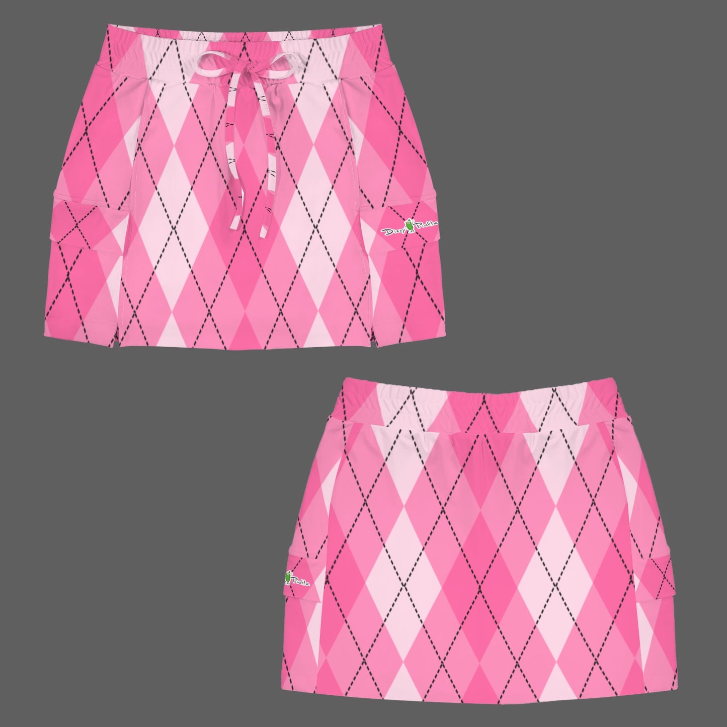 Dizzy Pickle Ashley Pink Argyle Women's Sports Cargo Straighline Skorts