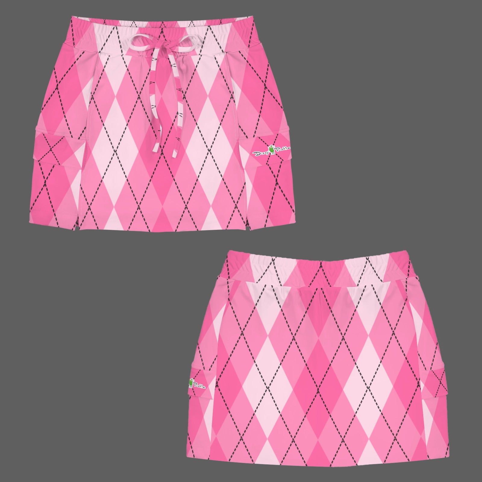 Dizzy Pickle Ashley Pink Argyle Women's Sports Cargo Straighline Skorts