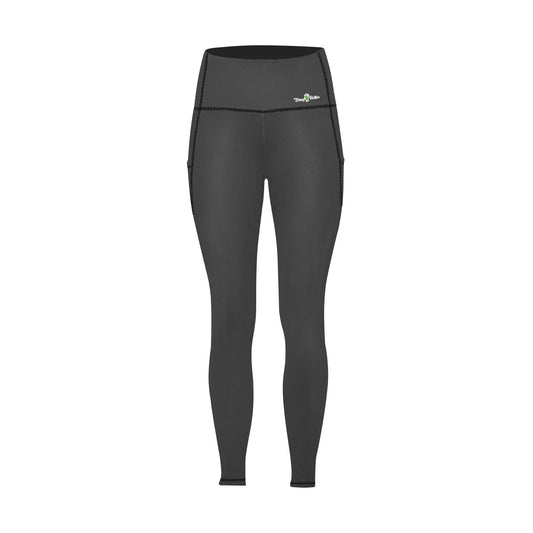 Dizzy Pickle DZY P Classic Smoke Gray Women's Pickleball Performance Leggings (Ankle Length, High-Waisted, & Two Side Pockets)