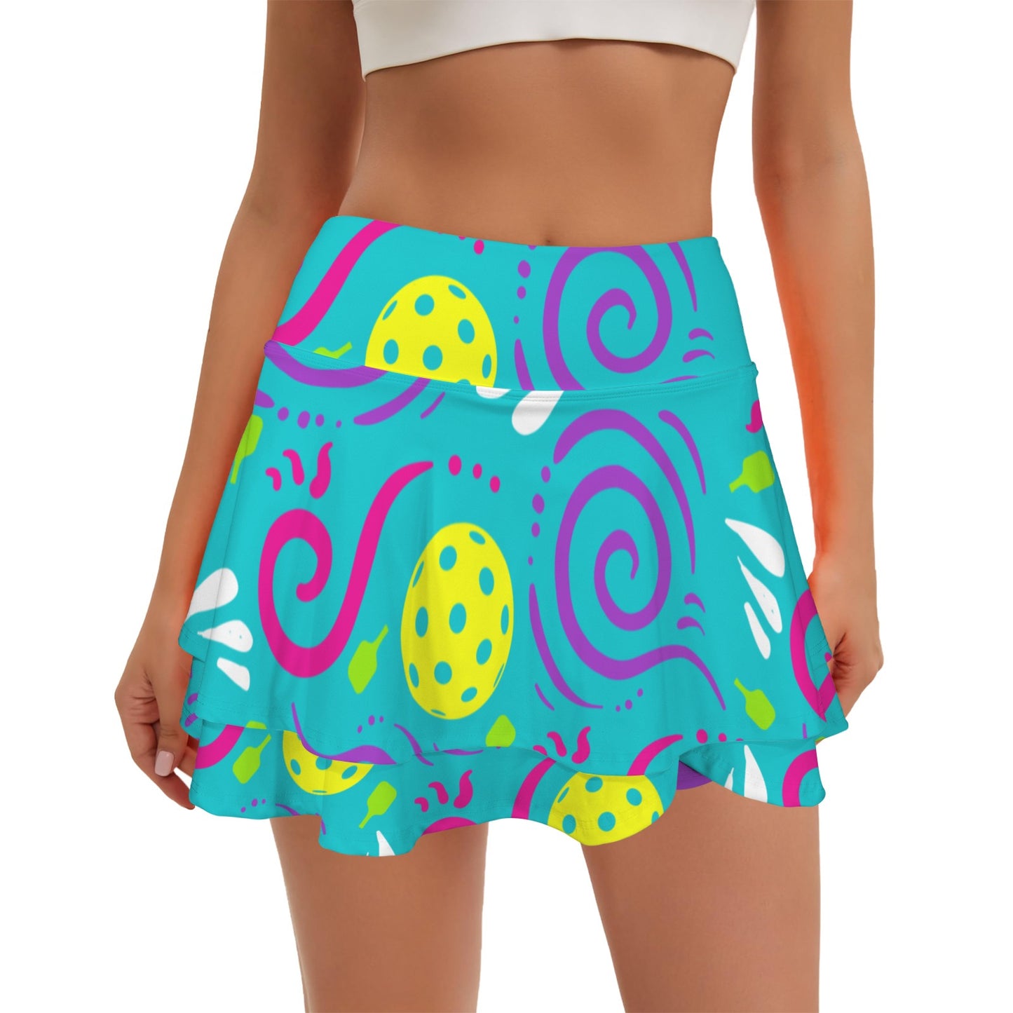 Dizzy Pickle It's Swell Blue Women's Two Layer Hem Pocket Sports Skorts