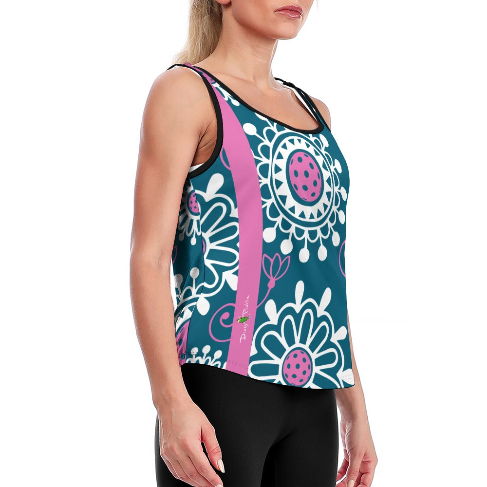 Dizzy Pickle Coming Up Daisies TP Women's Pickleball Active Performance Loose Yoga Vest