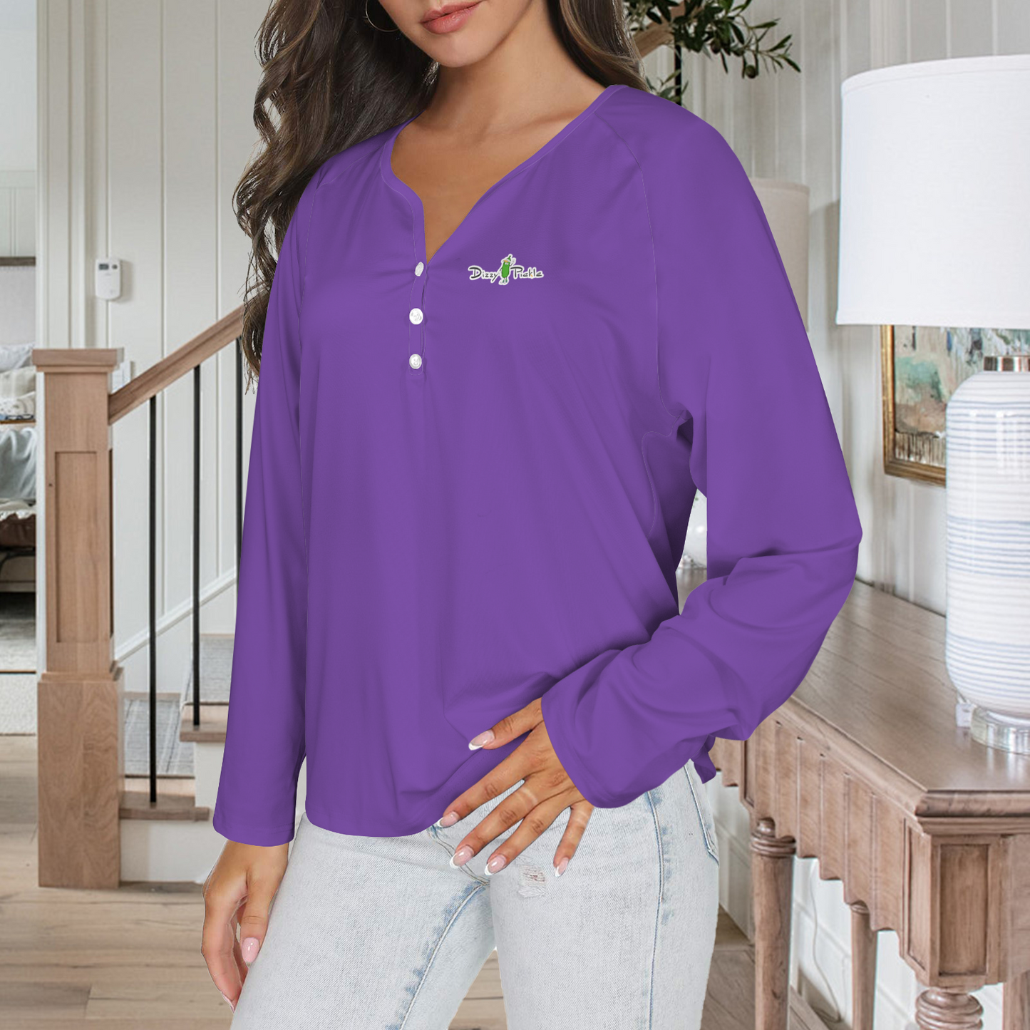 Three Button Long Sleeve Purple