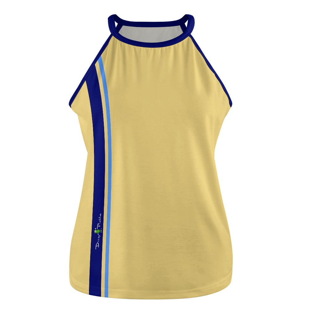 Dizzy Pickle Lesia BYB Racing Stripes Women's Pickleball Sleeveless Crew Neck Vest Yellow