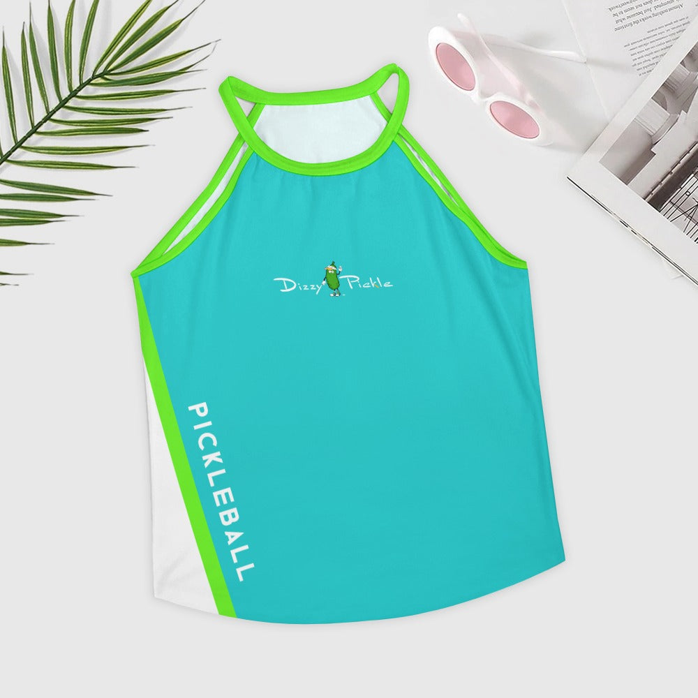 Dizzy Pickle Performance DS Women's Pickleball Sleeveless Crew Neck Vest Cool Teal Lime Green