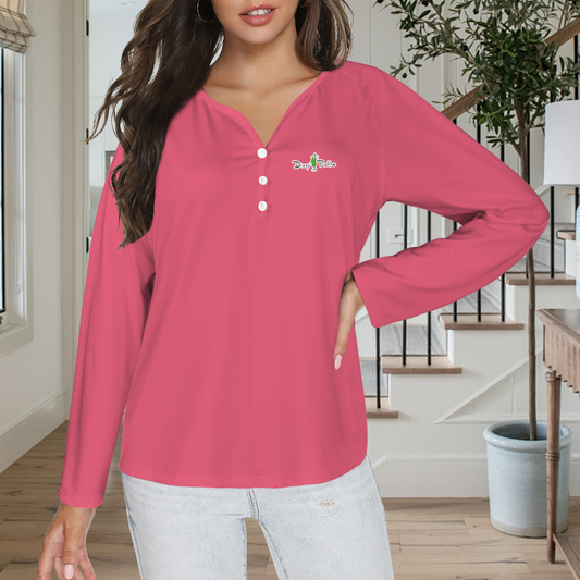 Three Button Long Sleeve Watermelon