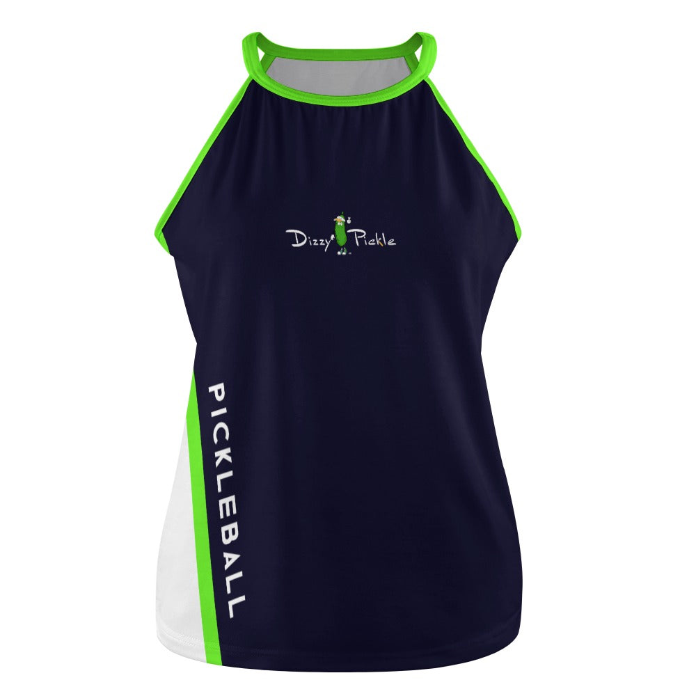 Dizzy Pickle Performance DS Women's Pickleball Sleeveless Crew Neck Vest Midnight Blue Lime Green