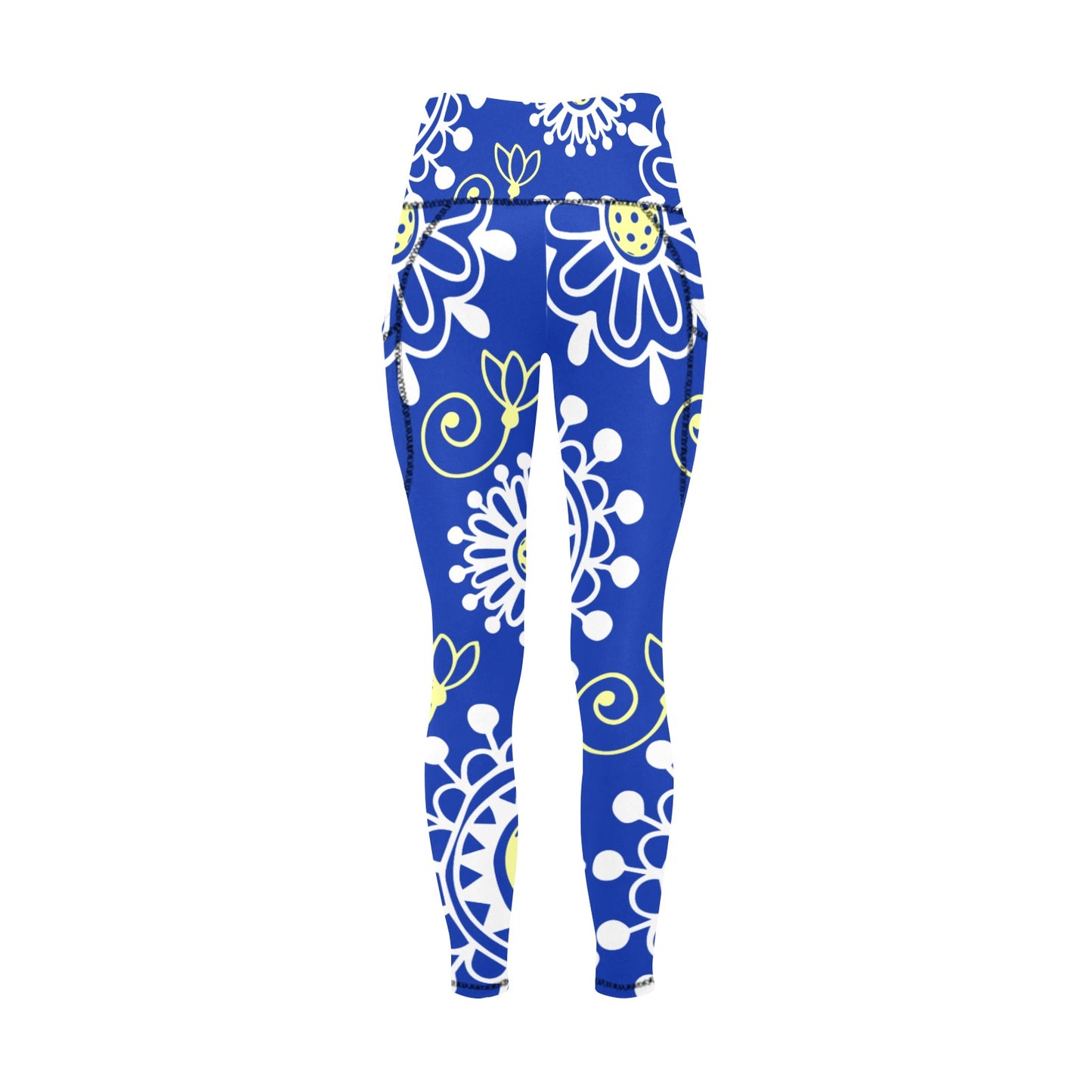 Dizzy Pickle Coming Up Daisies BY Women's Pickleball Performance Leggings (Ankle Length, High-Waisted, & Two Side Pockets)