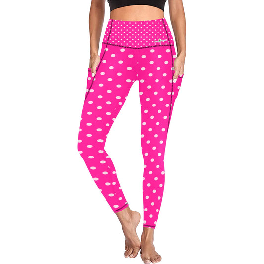 Dizzy Pickle Avery Polka Dots Women's Pickleball Performance Leggings (Ankle Length, High-Waisted, & Two Side Pockets)