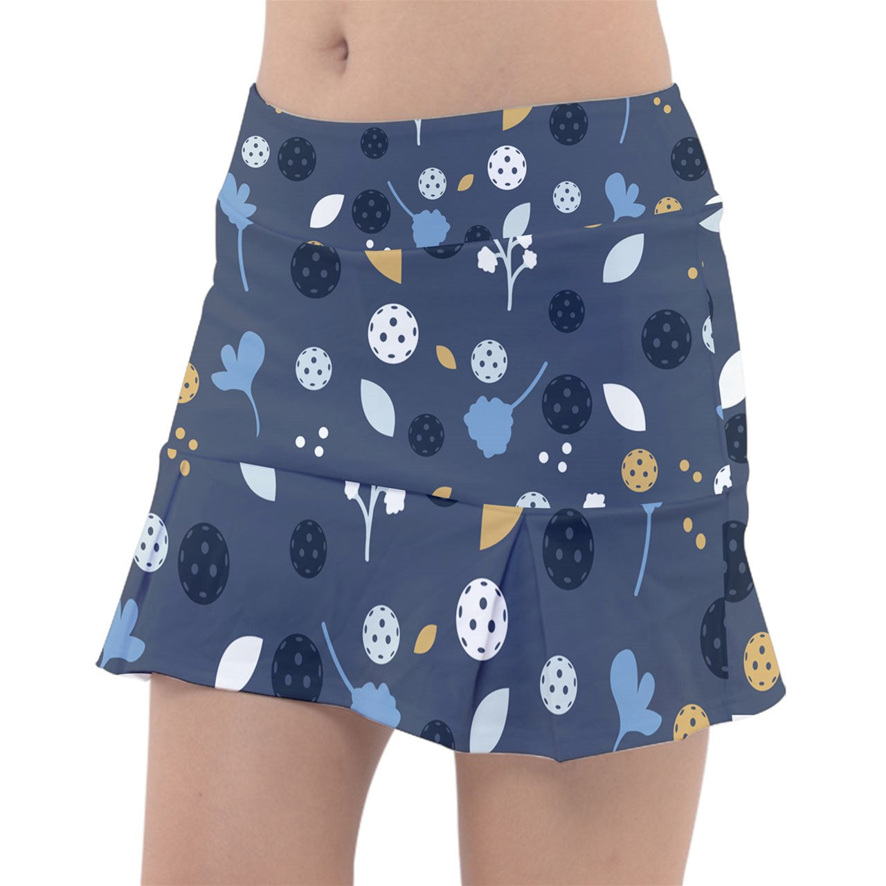 Dizzy Pickle Lesley Women's Pickleball Classic Pleated Skort Coordinating Patterned Inner Shorts Pockets Gray