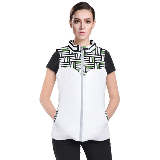 Kati - White - Weave - Women's Pickleball Puffer Vest Jacket by Dizzy Pickle