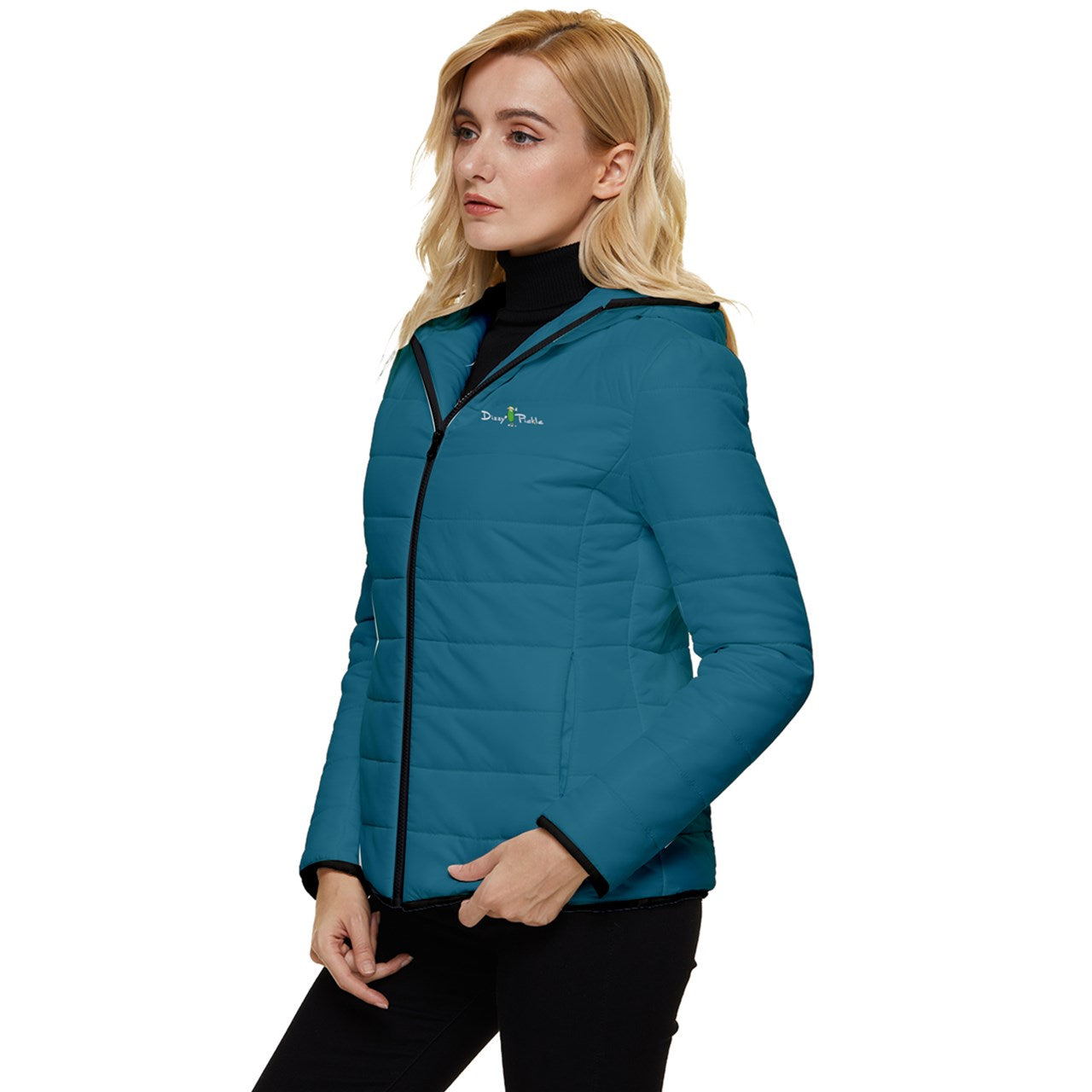 Dizzy Pickle DZY P Classic Women's Pickleball Hooded Quilted Jacket Peacock