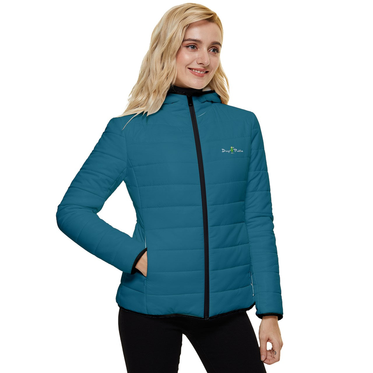 Dizzy Pickle DZY P Classic Women's Pickleball Hooded Quilted Jacket Peacock