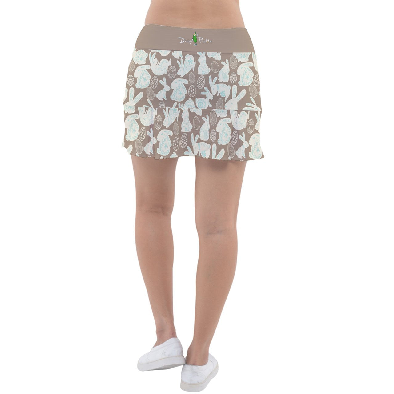 Dizzy Pickle Bunch o' Bunnies Classic Women's Pickleball Pleated Skorts with Inner Shorts & Pockets Caramel