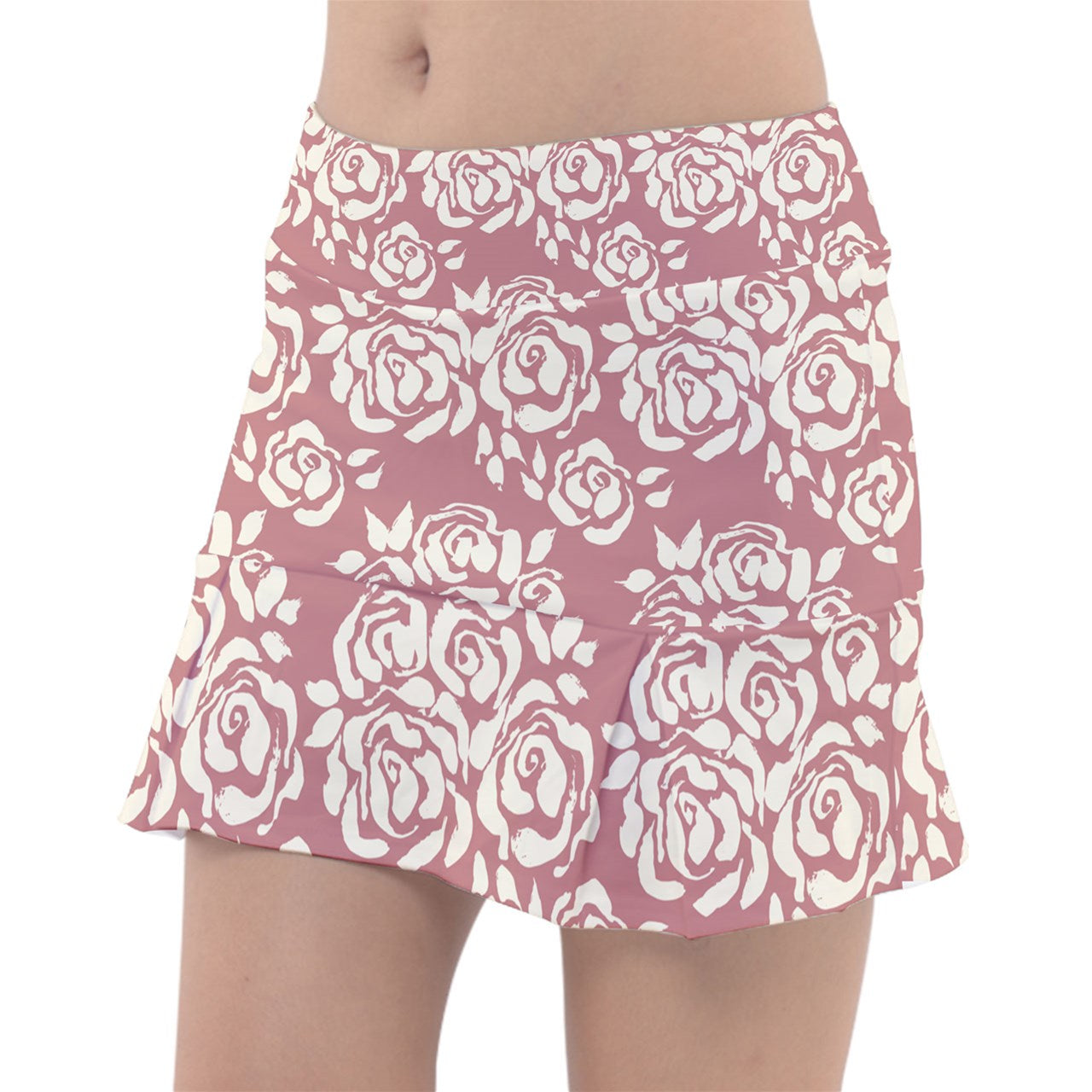 Dizzy Pickle Vickie Blooms Salmon_Cream Women's Classic Pickleball Skort with Under Shorts and Pockets