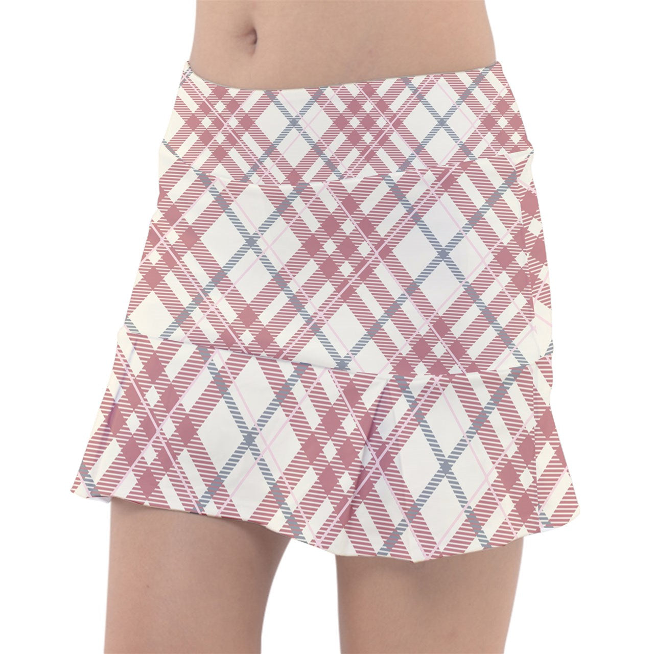 Dizzy Pickle Vickie Plaid Cream Classic 15" Pickleball Skort