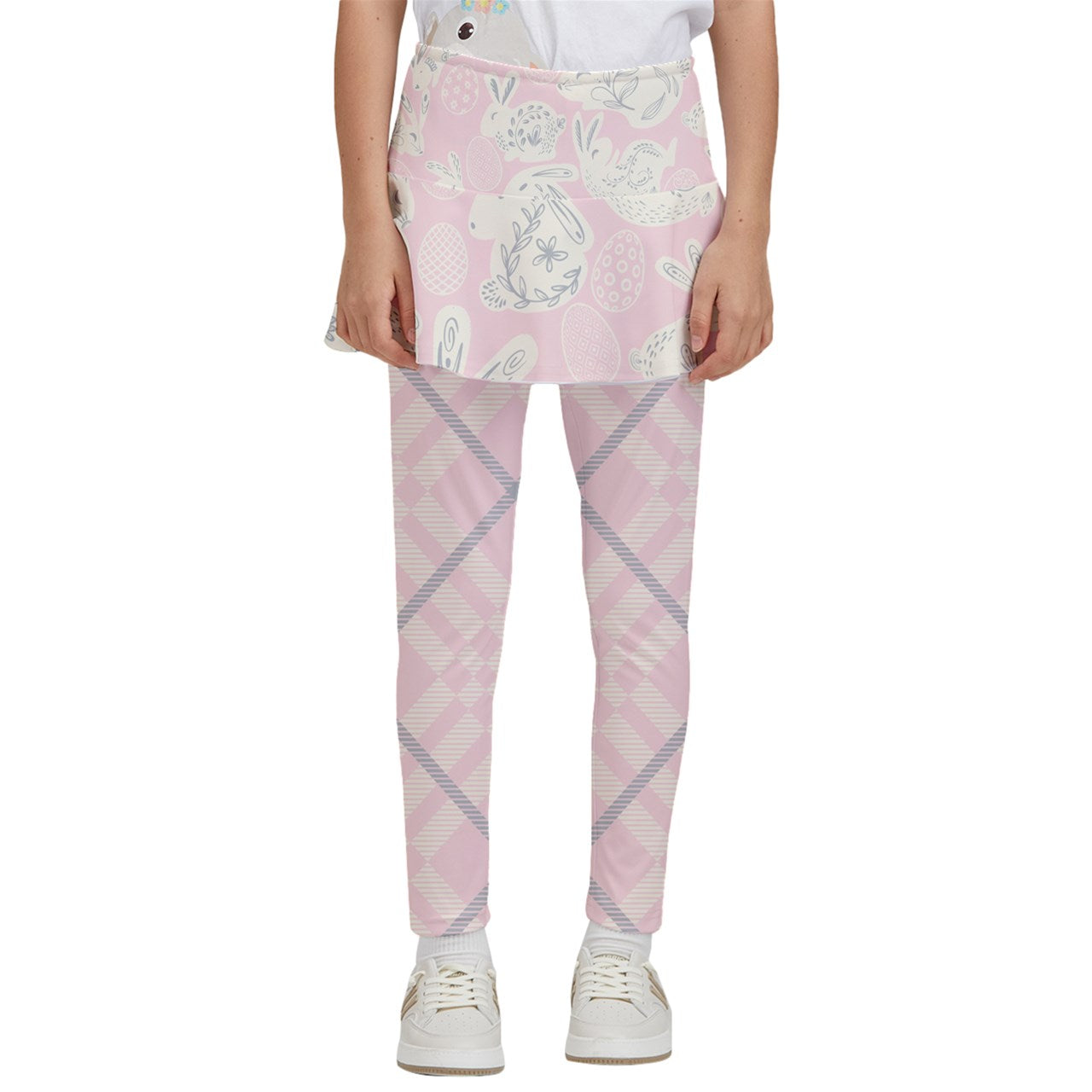 Dizzy Pickle Bunch o' Bunnies Pink Girl's Pickleball Skirted Leggings