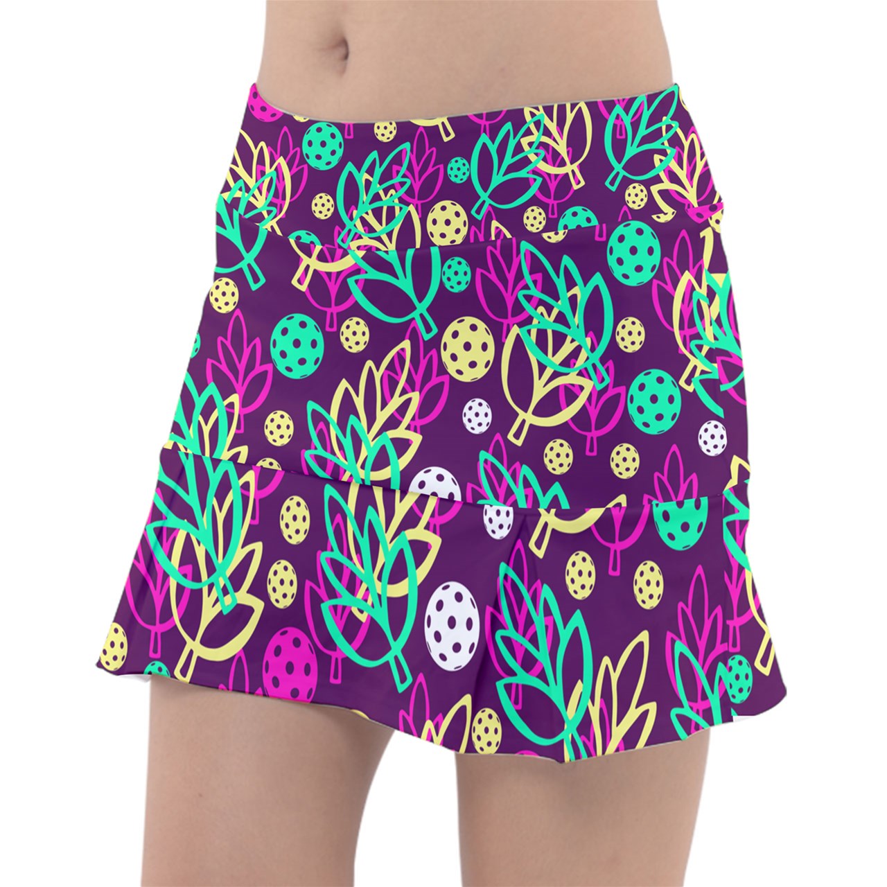 Dizzy Pickle Charlotte Leaves Classic Women's Pickleball Pleated Skorts with Inner Shorts & Pockets Plum