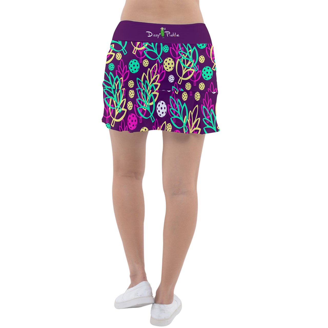 Dizzy Pickle Charlotte Leaves Classic Women's Pickleball Pleated Skorts with Inner Shorts & Pockets Plum