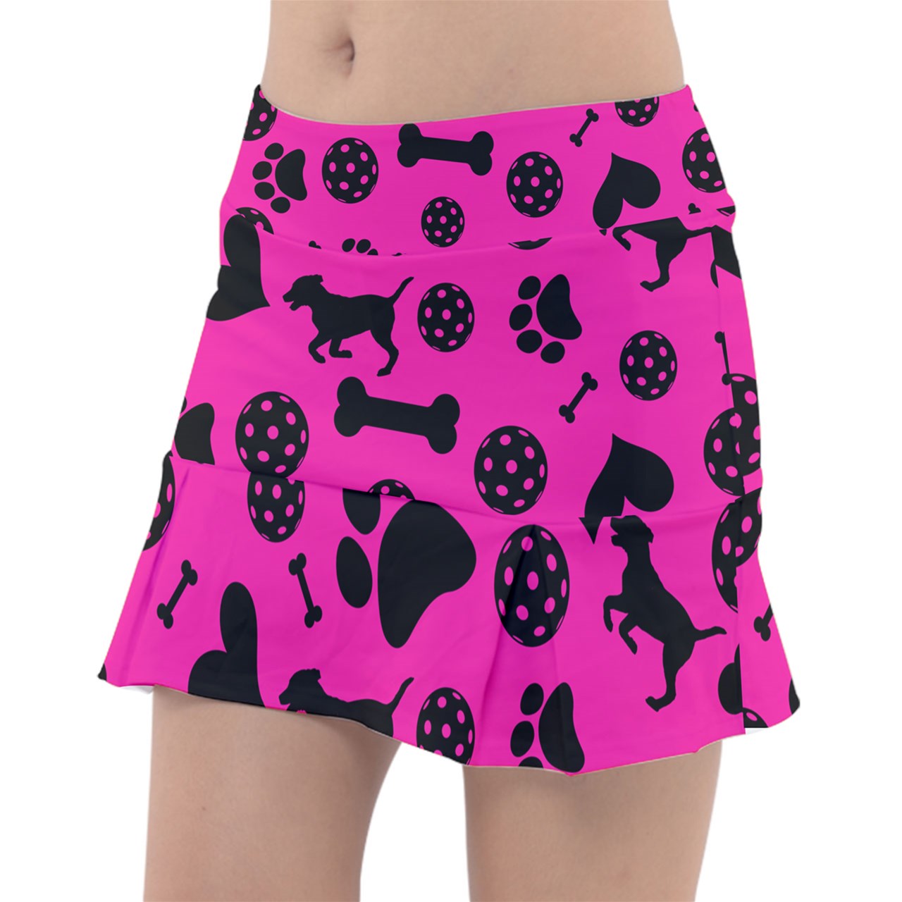 Dizzy Pickle Millie Women's Pickleball Classic Pleated Skort Coordinating Patterned Inner Shorts Pockets Pink