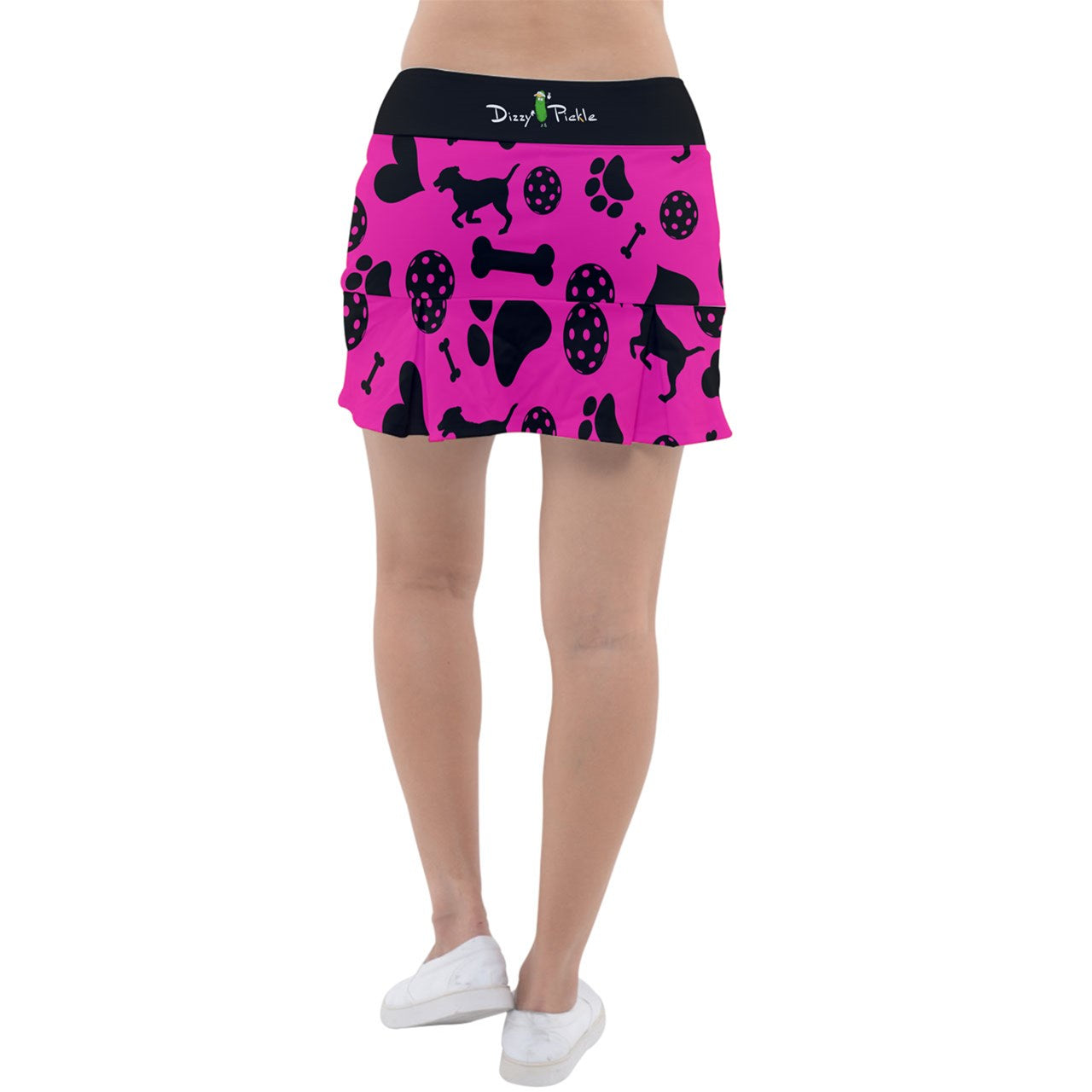 Dizzy Pickle Millie Women's Pickleball Classic Pleated Skort Coordinating Patterned Inner Shorts Pockets Pink