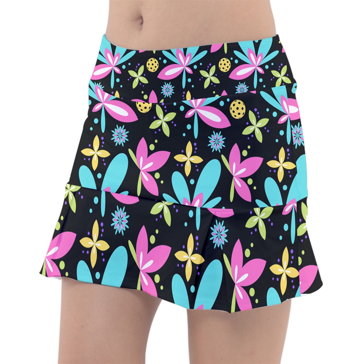 Dizzy Pickle Donna Black Main Classic Women's Pickleball Pleated Skorts with Inner Shorts & Pockets Black