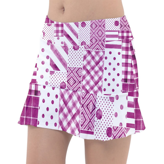 Dizzy Pickle Heidi MW Patches Classic Women's 15" Pickleball Drop-Pleat Skorts with Inner Shorts & Pockets