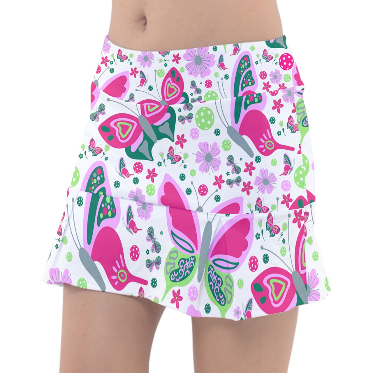 Penny - Pink/Green - Butterflies - Classic Pickleball Skort by Dizzy Pickle