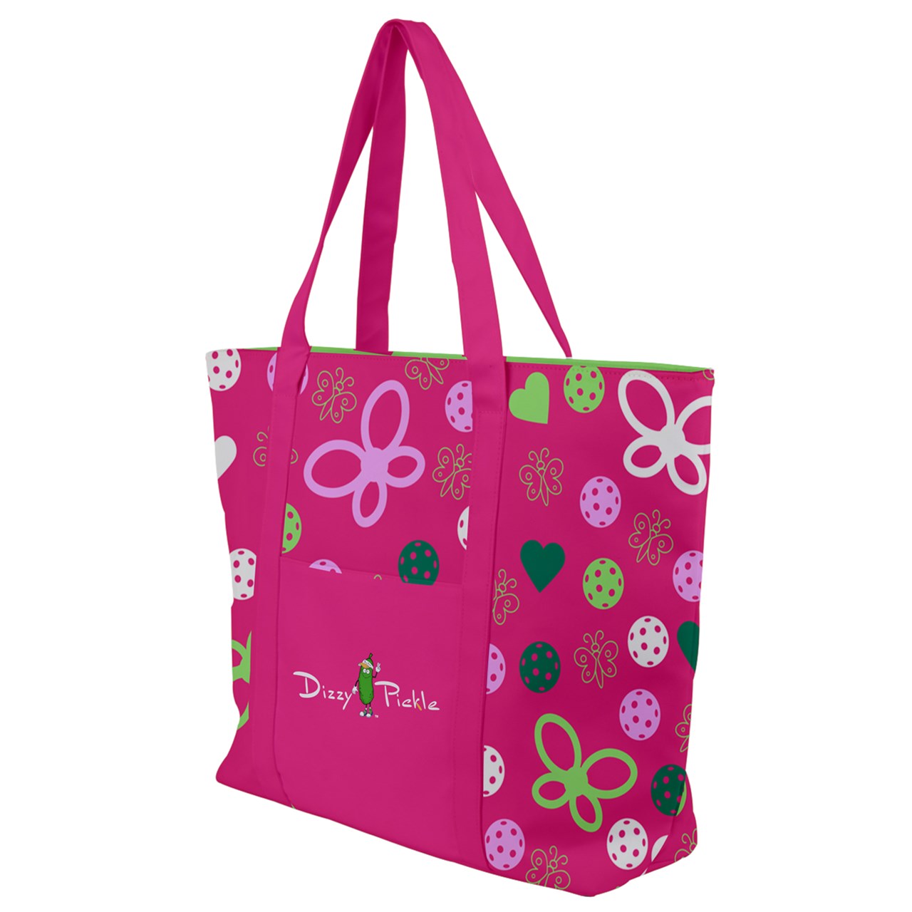 Penny - Pink/Green - Pickleball Zip Up Canvas Bag by Dizzy Pickle