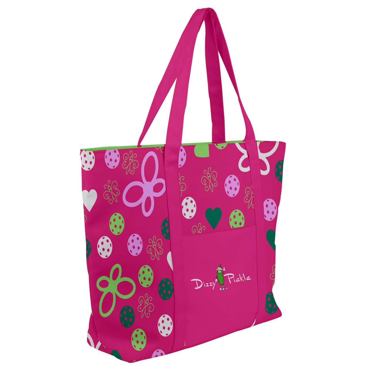 Penny - Pink/Green - Pickleball Zip Up Canvas Bag by Dizzy Pickle