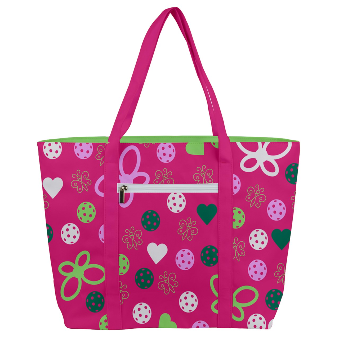 Penny - Pink/Green - Pickleball Zip Up Canvas Bag by Dizzy Pickle