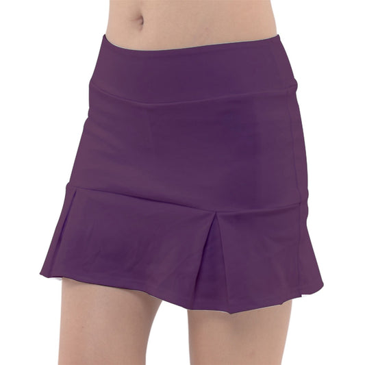 Dizzy Pickle Heidi MW Solid Classic Women's 15" Pickleball Drop-Pleat Skorts with Inner Shorts & Pockets Plum