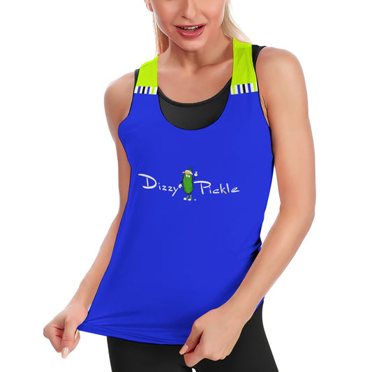 X-LARGE Dizzy Pickle Connie Solid Blue-Green Tie-Back Women's Sweat-Absorbing Vest