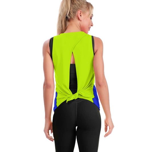 X-LARGE Dizzy Pickle Connie Solid Blue-Green Tie-Back Women's Sweat-Absorbing Vest