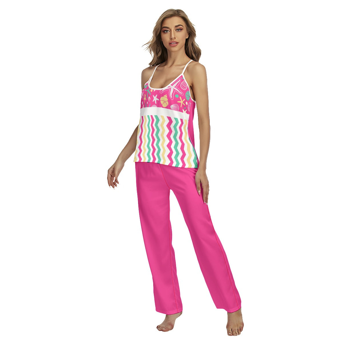 Dizzy Pickle Joann Pink Pickleball Cami Pajamas Set