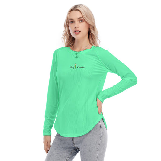 Dizzy Pickle DZY P Classic Aqua Women's Long Sleeve U-Shape Hem T-Shirt