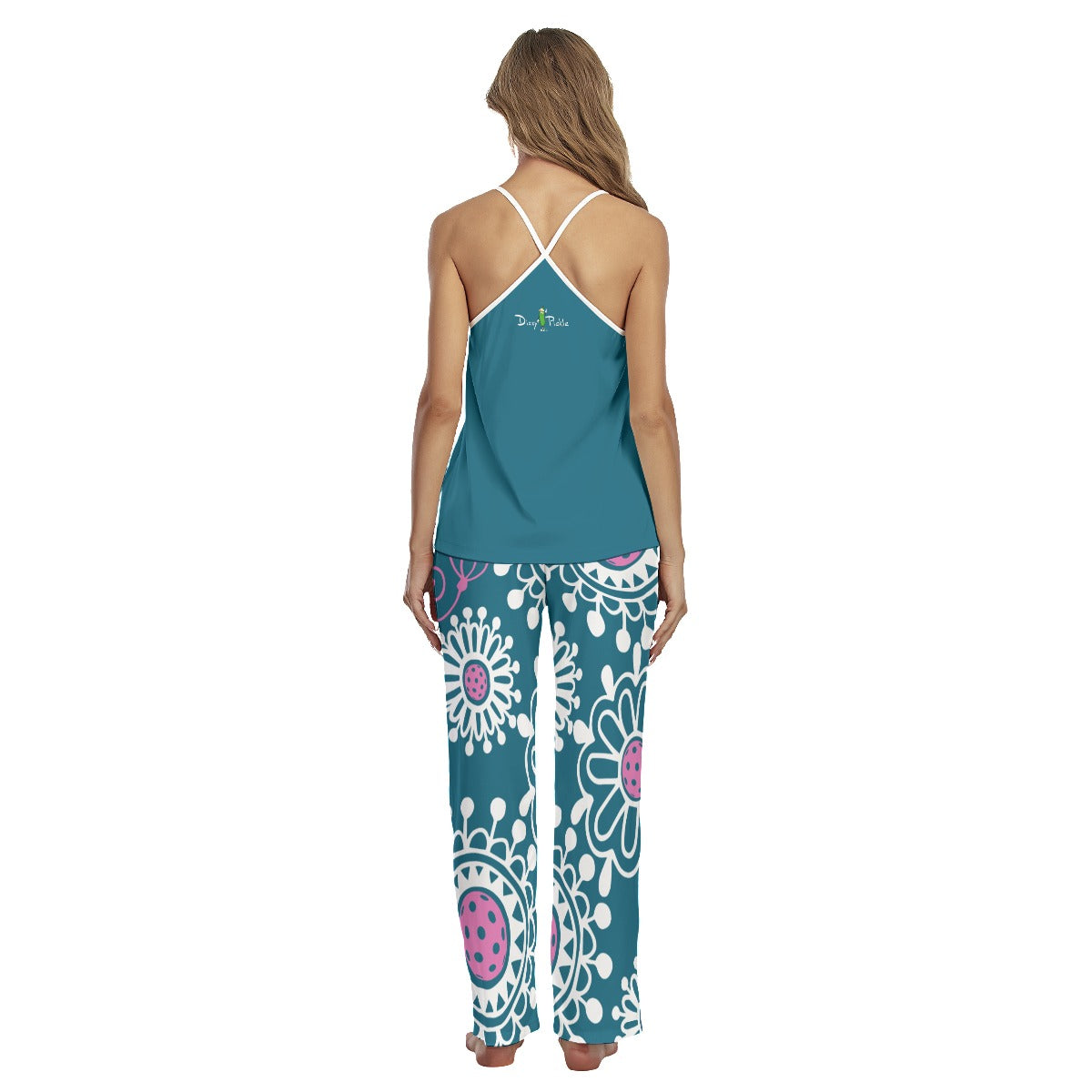 Dizzy Pickle Coming Up Daisies TP Women's Pickleball Sleeveless Cami Pajamas Set Peacock Pink