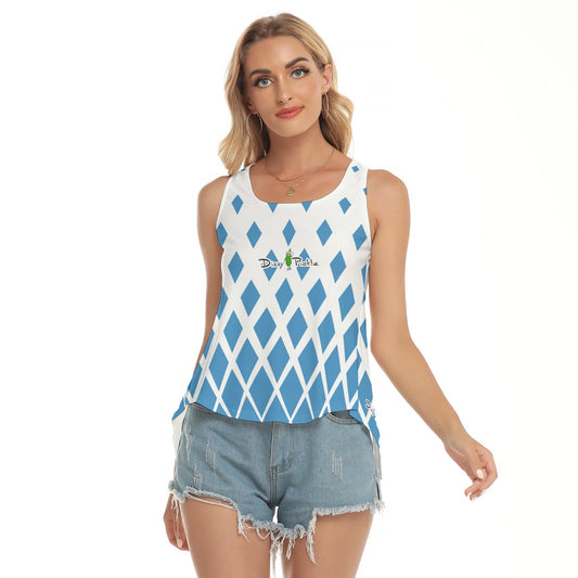 Dizzy Pickle DZY GEO W5XED9 Blue White Women's Pickleball Open-Backed Sleeveless Tank Top