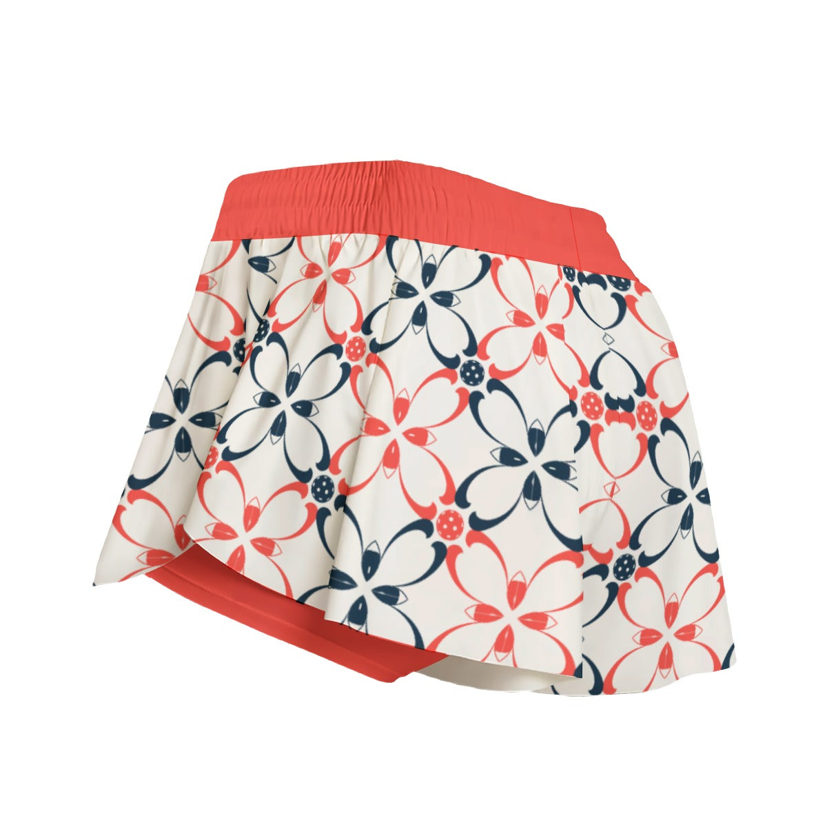Van - White/Coral - Petals - Pickleball Women's Sport Culottes with Pockets by Dizzy Pickle