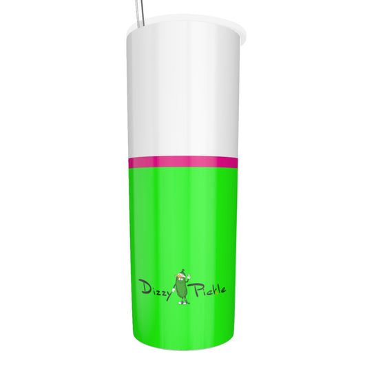 Dizzy Pickle Pickleball It's What I Do Green/Pink Glitter Tumbler with Stainless Steel Straw 20oz