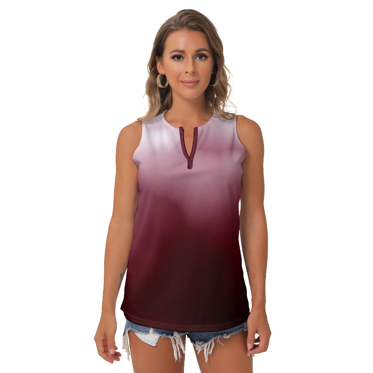 Heidi - RW - Cloud - Women's Pickleball Sleeveless V-Neck Top by Dizzy Pickle