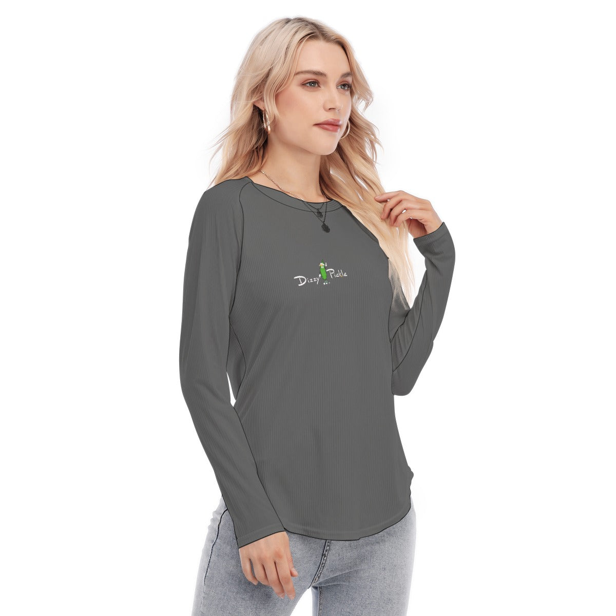 Dizzy Pickle DZY P Classic Gray Women's Long Sleeve U-Shape Hem T-Shirt