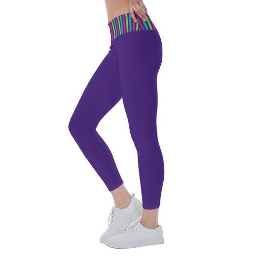 Dizzy Pickle Diana Deep Purple Stripes Women's Pickleball Leggings Mid-Fit